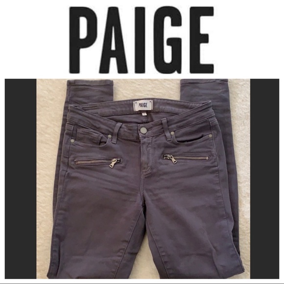 PAIGE Pants - PAIGE Indio Zip Gray Denim Jeans